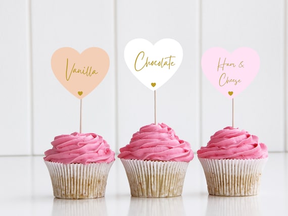 Custom Party Food Labels/ Flavour Signs/ Cupcake Toppers/ Boho | Etsy