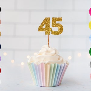 Number Forty Five Cupcake Glitter Topper/ 45th Wedding Anniversary Cupcake Topper/ 45th Celebration Party Cake/ Any Occasion Topper/ A11