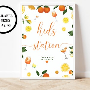 Enseigne de gare pour enfants/ Impression pour enfants/ Faire une carte pour les jeunes mariés, affiche de réception de mariage/ Citrons méditerranéen/ Style italien