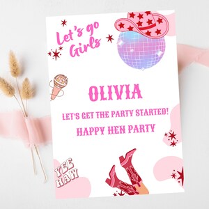 Biglietto di auguri Let's Get This Party Started/Ultimo Rodeo Disco personalizzato Addio al nubilato/Andiamo ragazze Nashville/Nash Bash Country Gifts Biglietto di auguri