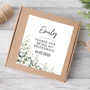 Gepersonaliseerde dank voor het zijn van mijn bruidsmeisje groen kaars label / botanisch cadeau voor bruidsmeisje sticker / rose bachelorette label / A05 / A41