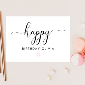 Happy Birthday Card/ Personalised Monochrome Simple Birthday Card for Him Her Wife Husband Best Friend Happy Birthday Party Gift/ Decor
