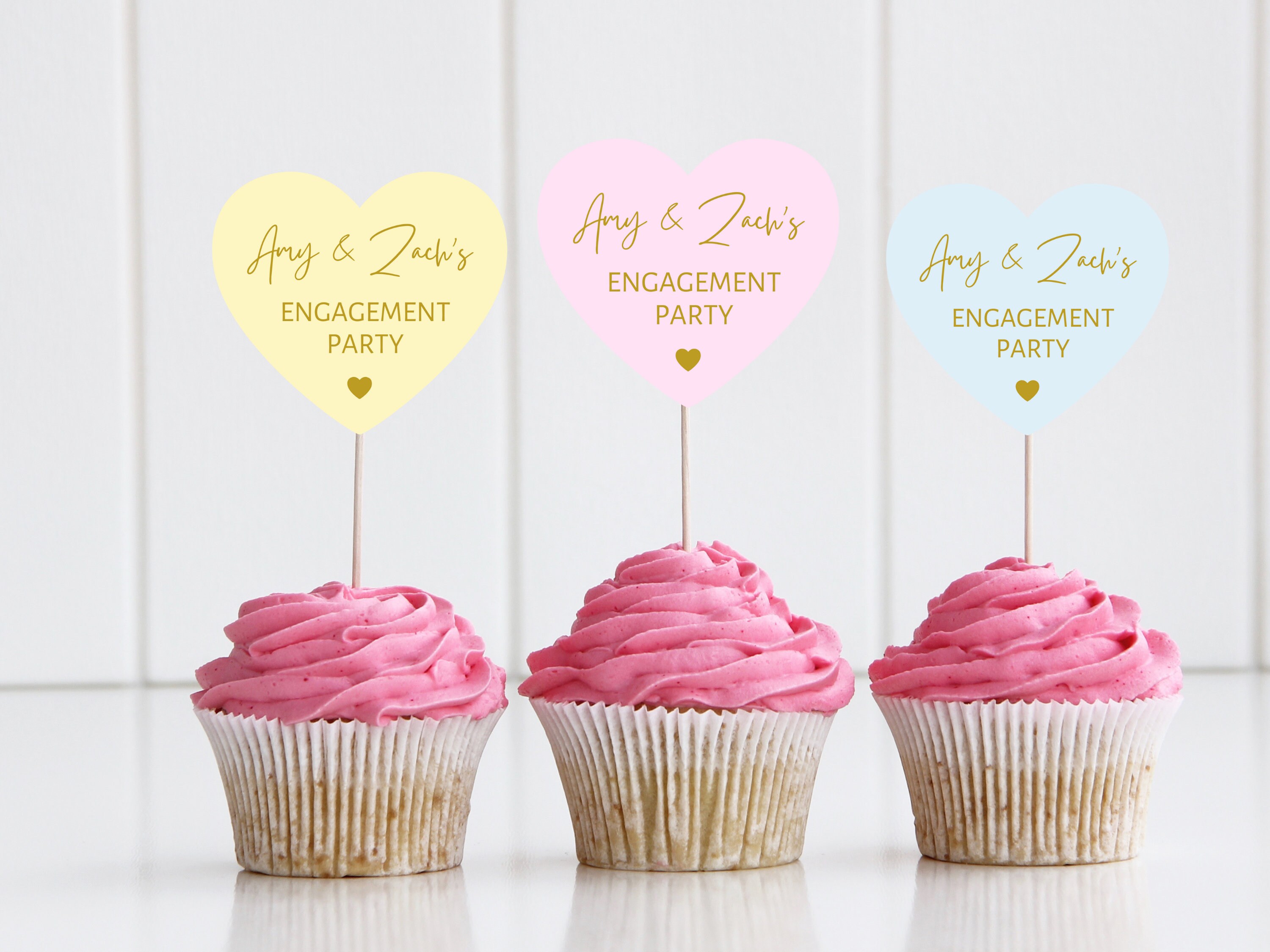 Personalised Engagement Party Cupcake Toppers/ Custom Pastel Etsy UK