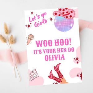Woo Hoo è il tuo biglietto di addio al nubilato/Ultimo rodeo personalizzato Disco Ball Hen Party/Andiamo ragazze Nashville/Nash Bash Country Gifts biglietto di auguri