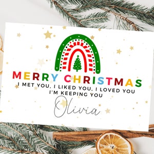 Carte personnalisée Je vous ai rencontré, je vous ai aimé, je vous aime, je vous garde joyeux Noël/carte romantique pour femme/mari/petite amie/petit ami