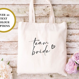 Team Bride Tote Bag/ Hen Party Tote Bags/ Bachelorette Party Gift for Bridesmaids/ Bridal Party Bag/ Bridal Shower Gift/ Hen Party Bag image 1