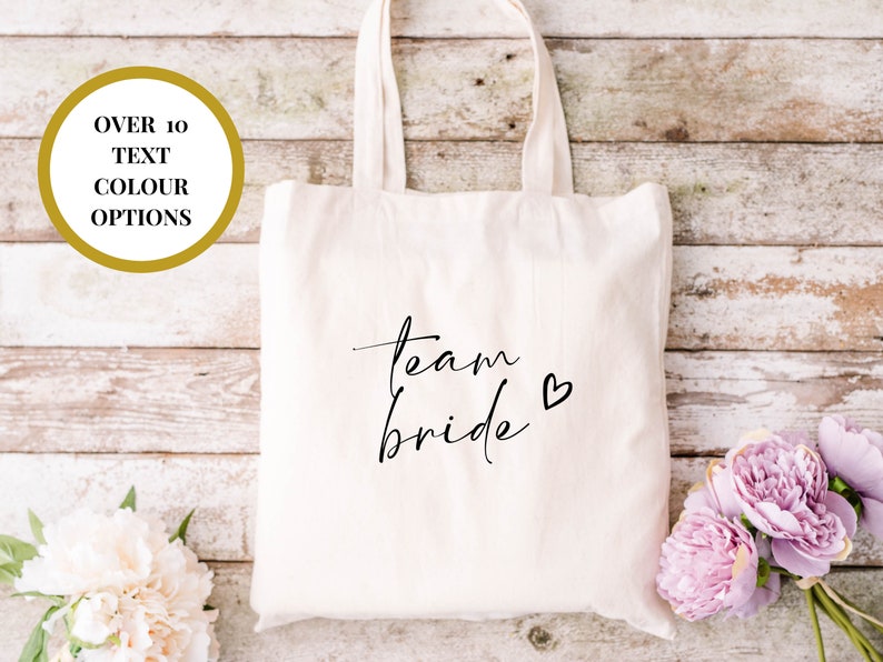 Team Bride Tote Bag/ Hen Party Tote Bags/ Bachelorette Party Gift for Bridesmaids/ Bridal Party Bag/ Bridal Shower Gift/ Hen Party Bag image 1
