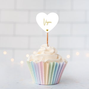 Vegan Christmas Party Cupcake Topper Food Labels/ Merry Xmas Pastel Vegan Food Pick Tags/ Party Food Allergy Labels/ Office Xmas Party