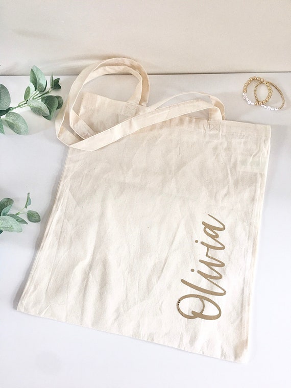 Personalised Chain Monogram Canvas Tote Bag | Shoulder Bag | Ladies Custom  Handbag | Birthday Hen Gift | Bride Bridesmaids