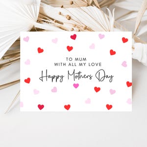 Para minha mãe com todo meu amor Cartão de feliz dia das mães/ Cartão personalizado de feliz dia das mães/ Eu te amo/ Presente de dia das mães para a mãe