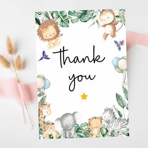 Danke Dschungel-Safari-Themenkarte/Alles Gute zum Geburtstag Grußkarten/Kindergeburtstagsparty/ Dschungeltiere/ Wilder König des Dschungels Geburtstag