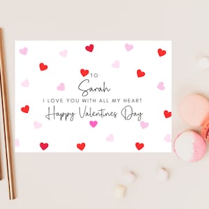 Tarjeta personalizada del Día de San Valentín Te amo con todo mi corazón / Esposo romántico / Esposa / Novia / Novio / Tarjeta de aniversario de pareja