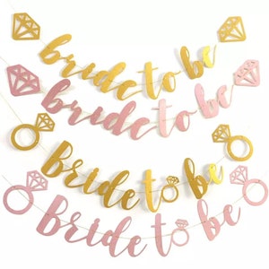 Bride to Be Party Banner/ Rose Gold Party Banner/ Gold Bridal Shower Banner/ Hen Party Weekend Decor Banner/ Bachelorette Party/ Rose Gold