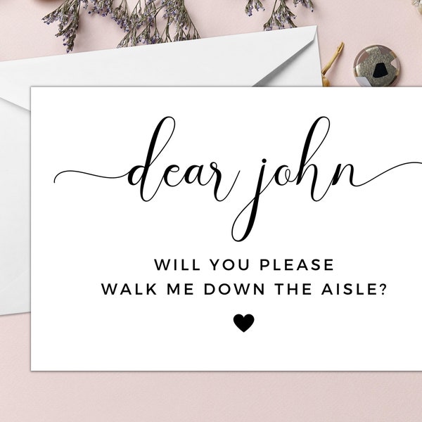 Personalised Walk Me Down the Aisle/ Custom Please Walk Me Down the Aisle Card/ Please Stand By My Side Card/ On My Wedding Day/ A40/ A51