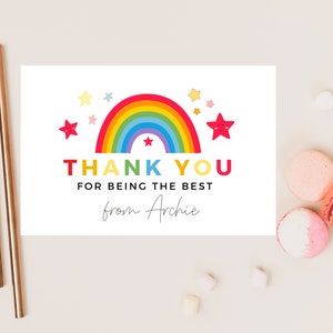 Vielen Dank, dass Sie die beste Karte / personalisierte Pastell Regenbogen Stern Lehrerin / bester Freund / Mentor / Dankbarkeit für das Schulende sind