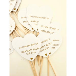 Personalised In Loving Memory Cupcake Toppers/ Celebration of Life Decorations/ Funeral Favours/ Memorial Cake Toppers