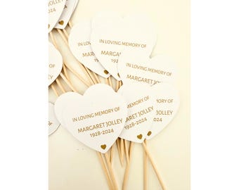 Personalised In Loving Memory Cupcake Toppers/ Celebration of Life Decorations/ Funeral Favours/ Memorial Cake Toppers