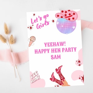 Yeehaw Happy Hen Party Card/Ultimo Rodeo Disco personalizzato Hen Party/Let's Go Girls Nashville/Nash Bash Country Gifts Biglietto di auguri