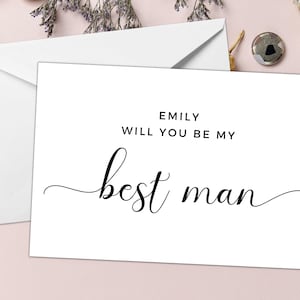 Personalised Best Man Card/ Gift for Groomsman/ Will You Be My Best Man Card/ Monochrome Present for Best Man Proposal Card/ A40/A51