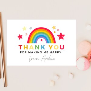 Karte „Danke, dass du mich glücklich gemacht hast“ / personalisierte Pastell-Regenbogen-Stern-Lehrer / bester Freund / Mentor / Dankbarkeit zum Ende der Schule