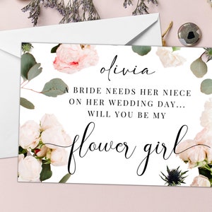 Personalised Flower Girl Card/ A Bride Needs Her Niece On Her Wedding Day/ Will You Be My Flower Girl Gift Card/ Junior Bridesmaid/ A40/A51