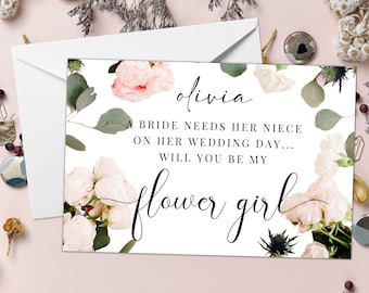 Personalised Flower Girl Card/ A Bride Needs Her Niece On Her Wedding Day/ Be My Bridesmaid Gift/ Junior Bridesmaid/ Proposal Box Filler
