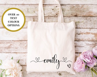 Bolso de mano personalizado / Bolso de compras de algodón natural con cualquier nombre / Bolsa de regalo para despedida de soltera / Bolsa para despedida de soltera / Regalo para propuesta de dama de honor