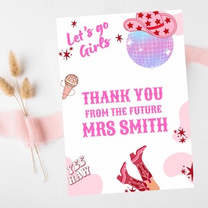 Obrigado da futura Sra. Cartão de despedida de solteira/ Último Rodeio Bola de discoteca personalizada Festa de despedida de solteira/ Vamos lá, meninas Nashville/ Cartão Nash Bash Country