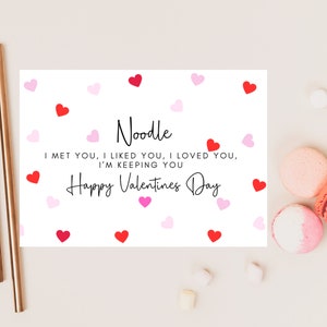 Personalizzato Ti ho incontrato, mi sei piaciuto, ti ho amato, ti tengo felice Biglietto di San Valentino / Biglietto di anniversario romantico divertente per coppie carine