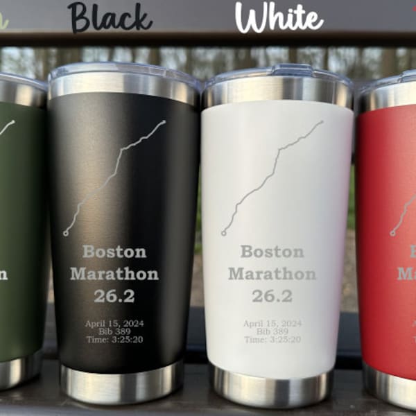 Insulated Tumbler for Boston Marathon 2024 Cup Gift Personalized Insulated Stainless-Steel Tumbler, Custom Laser Engraved Travel Mug