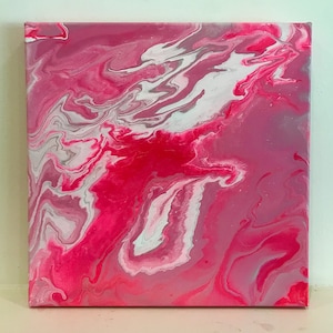 Pink Neon Acrylic Pouring painting
