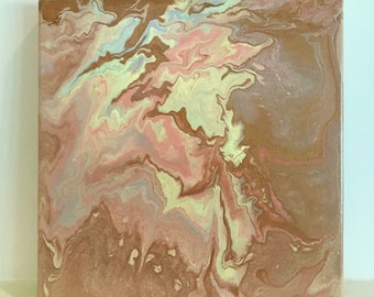 Coral Acrylic Pouring painting