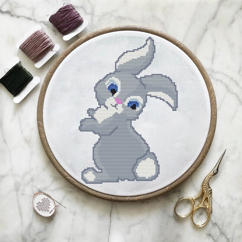 Rabbit Cross Stitch - Etsy