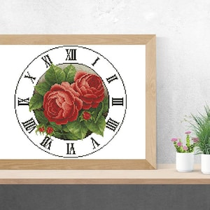 Cross Stitch Flower Clock Chart (Pattern No 1)