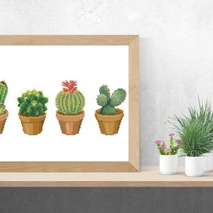 Cacti Cross Stich Pattern-plants, flowerpots, botanical cross stitch, PDF, instant download