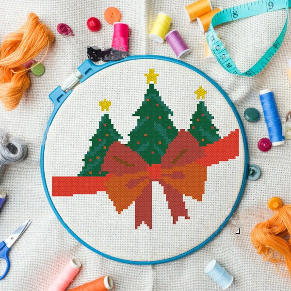 Christmas tree cross stitch pattern / Modern Christmas cross stitch pattern / traditional Cross sitch chart / cross stitch pattern PDF