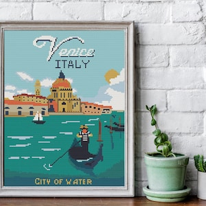 City,Venice,vintage poster popular cross stitch, Venice poster cross stitch, Poster counterd cross stitch,Wall art decor,Cross stitch 2020