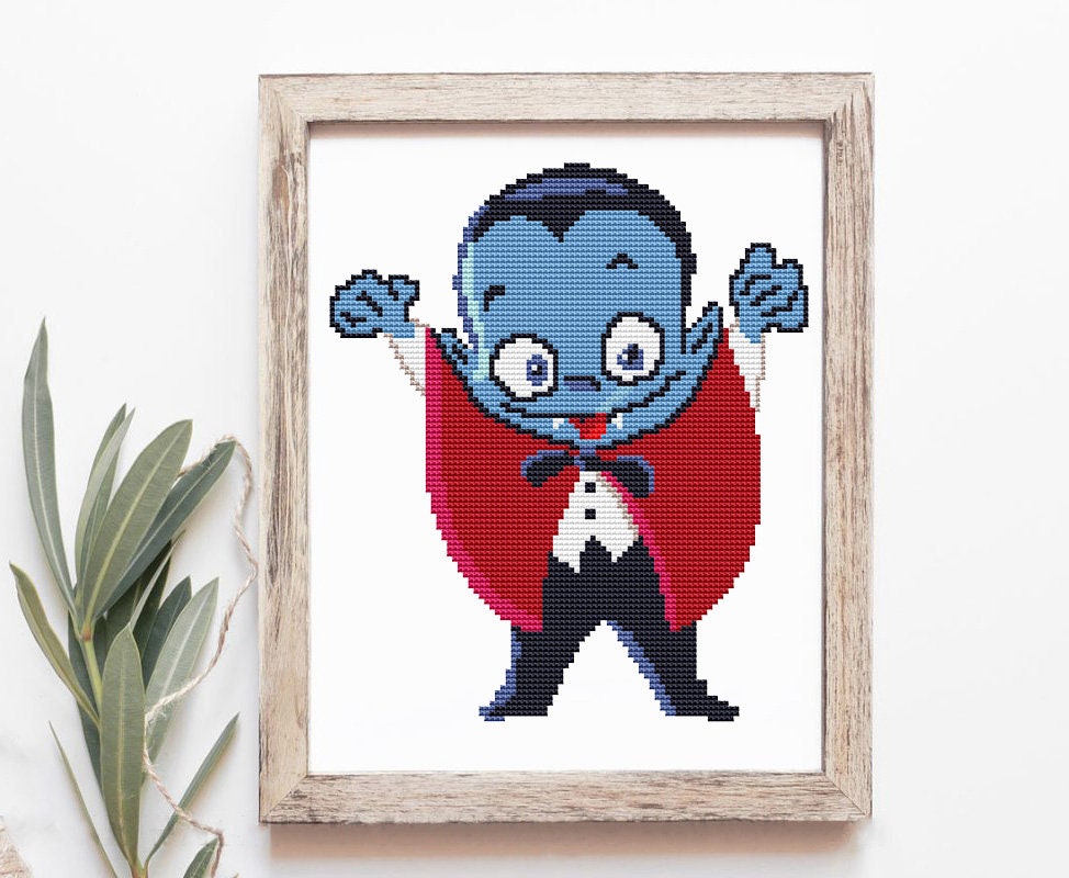 Mini Vampire Cross Stitch PDF Pattern - Halloween Ornament Tree ...