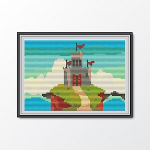 Castle cross stitch,Cartoon cross stitch,fantasy castle cross stitch, cross stitch castle,fairy cross stitch,lovely castle,nursery decor