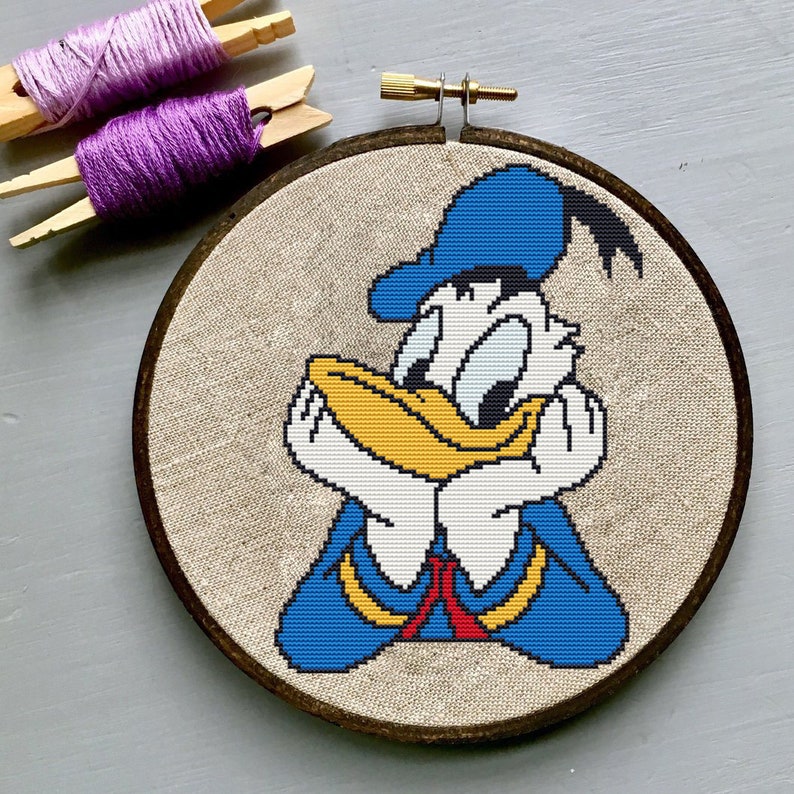 DUCK Cross Stitch Pattern PDF DONALD Embroidery Chart Cute Etsy