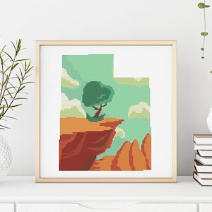 Modern USA, Utah state counted cross stitch pattern skyline landscape USA starry night city town - Cross Stitch Pattern Digital Format PDF