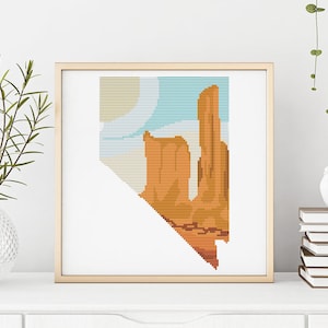 Nevada Kreuzstich Muster, Las Vegas Kreuzstich Muster, Landkarte von Nevada, Landkarte Silhouette, PDF, Wohndekor, Langstrecken Geschenk