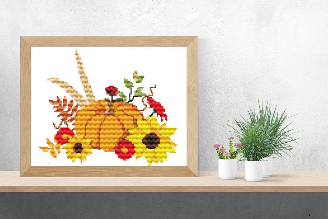Pumpkins Cross Stitch Pattern Thanksgiving Fall Autumn Harvest Nature ...