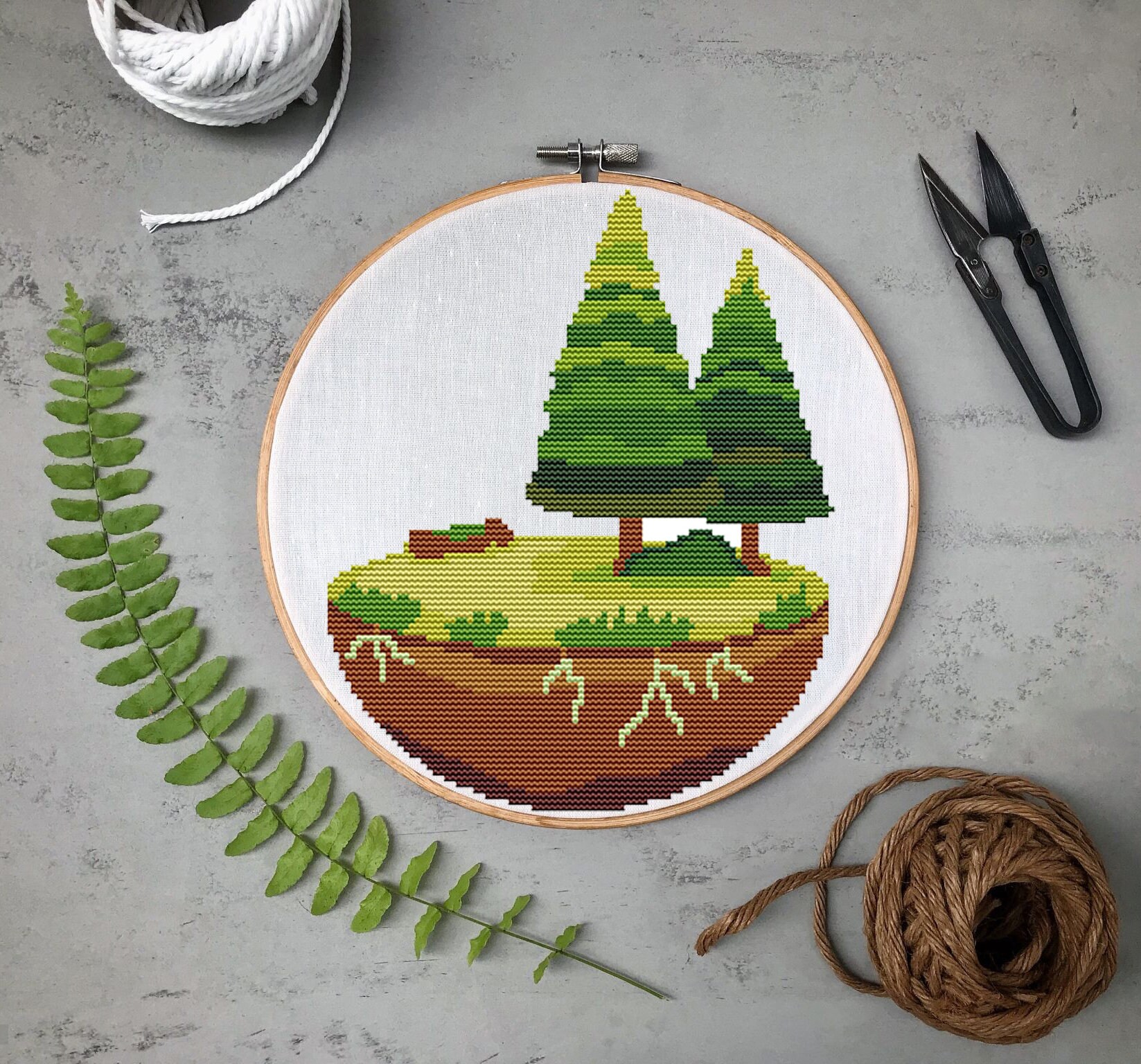 Modern Forest Landscape Cross Stitch Pattern - Easy Nature Wall Art ...