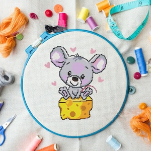 Mouse Cross Stitch Pattern Colorful Art DIY X Stitch Chart Needlepoint Pattern Embroidery Chart Printable PDF Instant Download Design