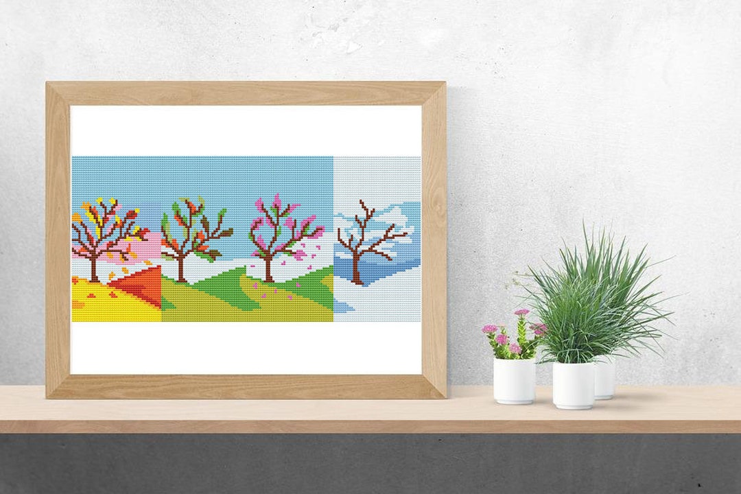 Instant Download Set of 4 Season Tree Cross Stitch Patterns Spring ...