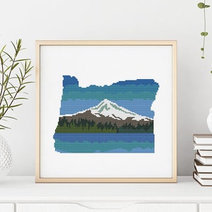 Oregon cross stitch pattern, Oregon cross stitch, Oregon PDF, Oregon state, State Embroidery PDF Pattern and Stitch Guide