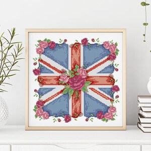 Britische Union Jack Flagge Kreuzstichmuster PDF Download Moderne Stickerei Nadelspitze Zählmustervorlage