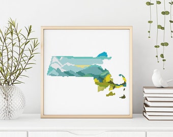 Patrón de punto de cruz del faro de Cape Cod: Paisaje de Massachusetts (Descarga PDF)