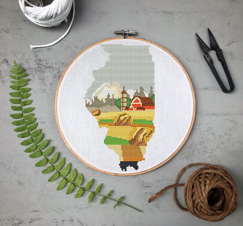 Illinois Cross Stitch Pattern Nature Map Cross Stitch Etsy